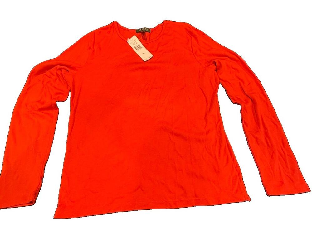 Lauren Ralph Lauren Womens XL Orange Long Sleeve Knit Sweater NWT Logo Top